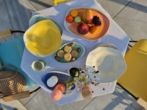 colorful porcelain dinnerware