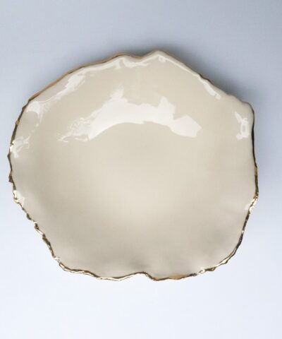 handmade luxurious porcelain serving bowl with golden details