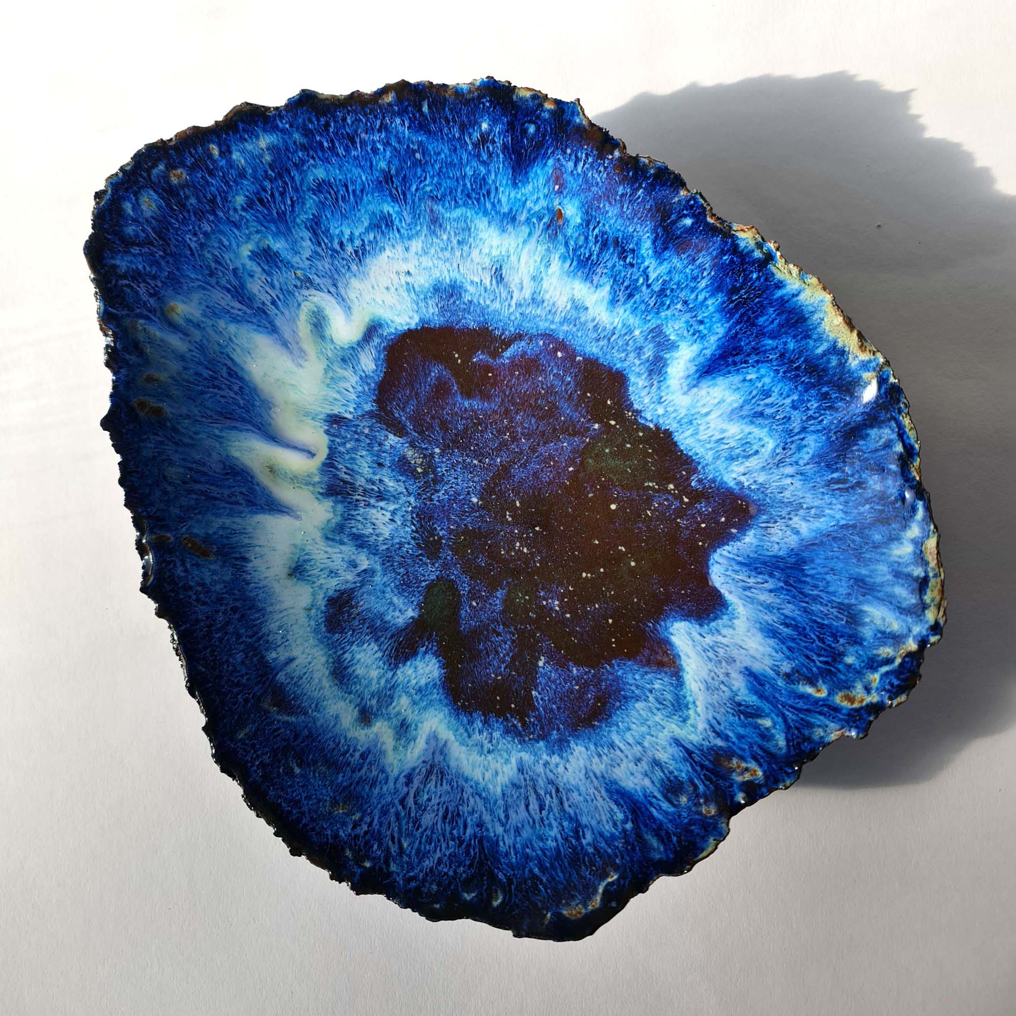 unique cosmic bowl, running glazes, stunning design, amazing design