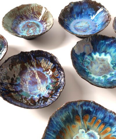 ocean creatures - bruno verjus unique cosmic bowl, running glazes, stunning design, amazing design