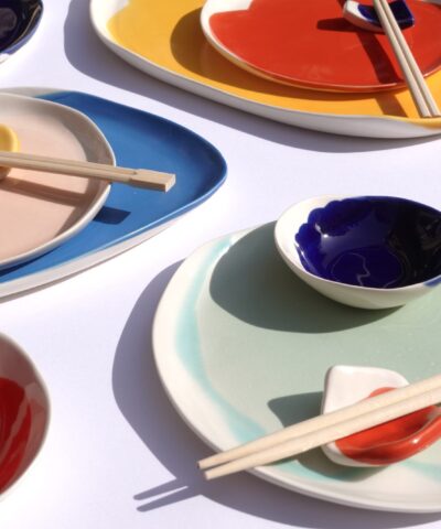 colorful porcelain plates